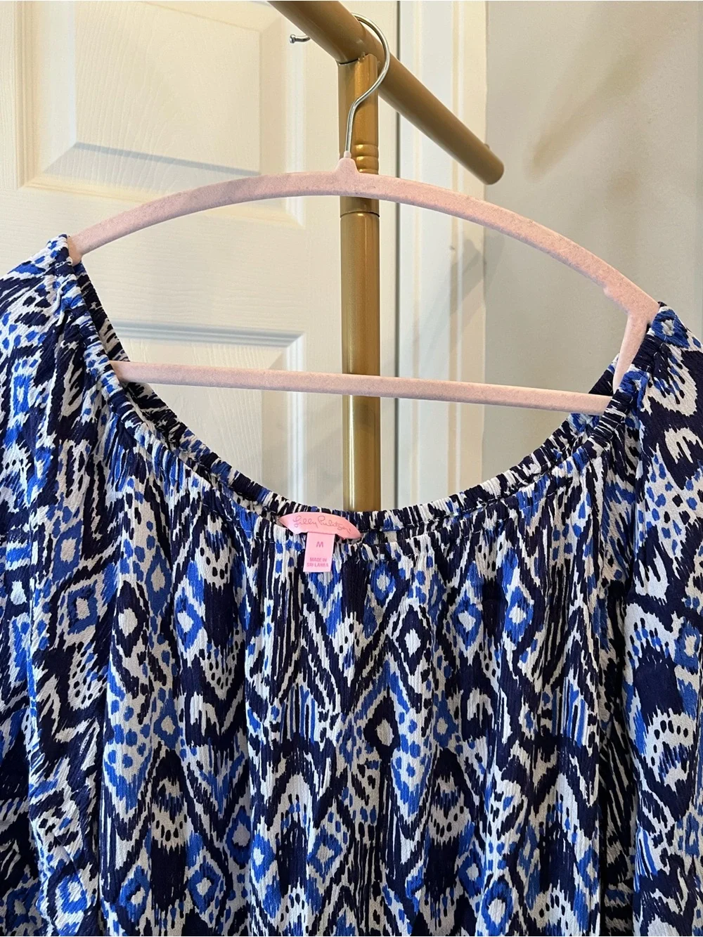 Lilly Pulitzer Blue Patterned Off-Shoulder Dress